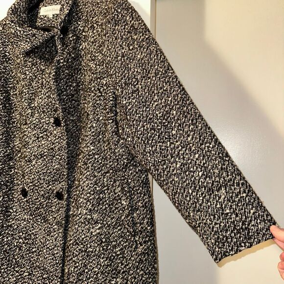 Calvin Klein Women’s 2X Tweed Wool Blend Peacoat Black White Gray NWOT No Belt - Picture 4 of 11